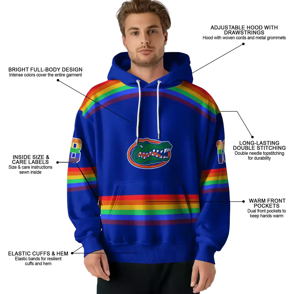 personalized florida gators rainbow stripes blue hoodie latest model personalized florida gators rainbow stripes blue hoodie latest model