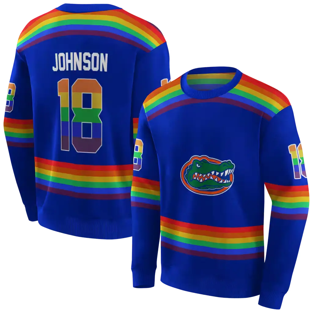 personalized florida gators rainbow stripes blue hoodie premium grade personalized florida gators rainbow stripes blue hoodie premium grade