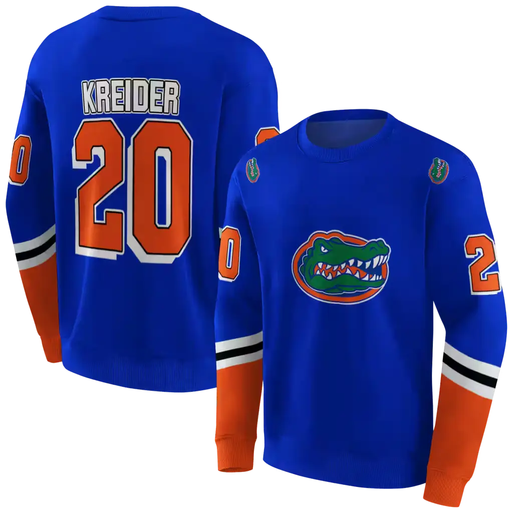 personalized florida gators striped sleeves blue hoodie premium grade personalized florida gators striped sleeves blue hoodie premium grade
