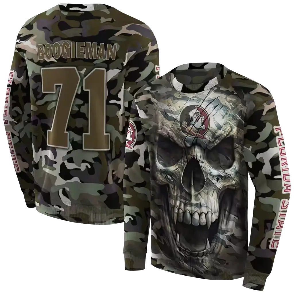 personalized florida state seminoles camo skull hoodie premium grade personalized florida state seminoles camo skull hoodie premium grade