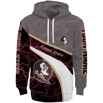 personalized florida state seminoles hexagonal mesh garnet black gray hoodie best selling