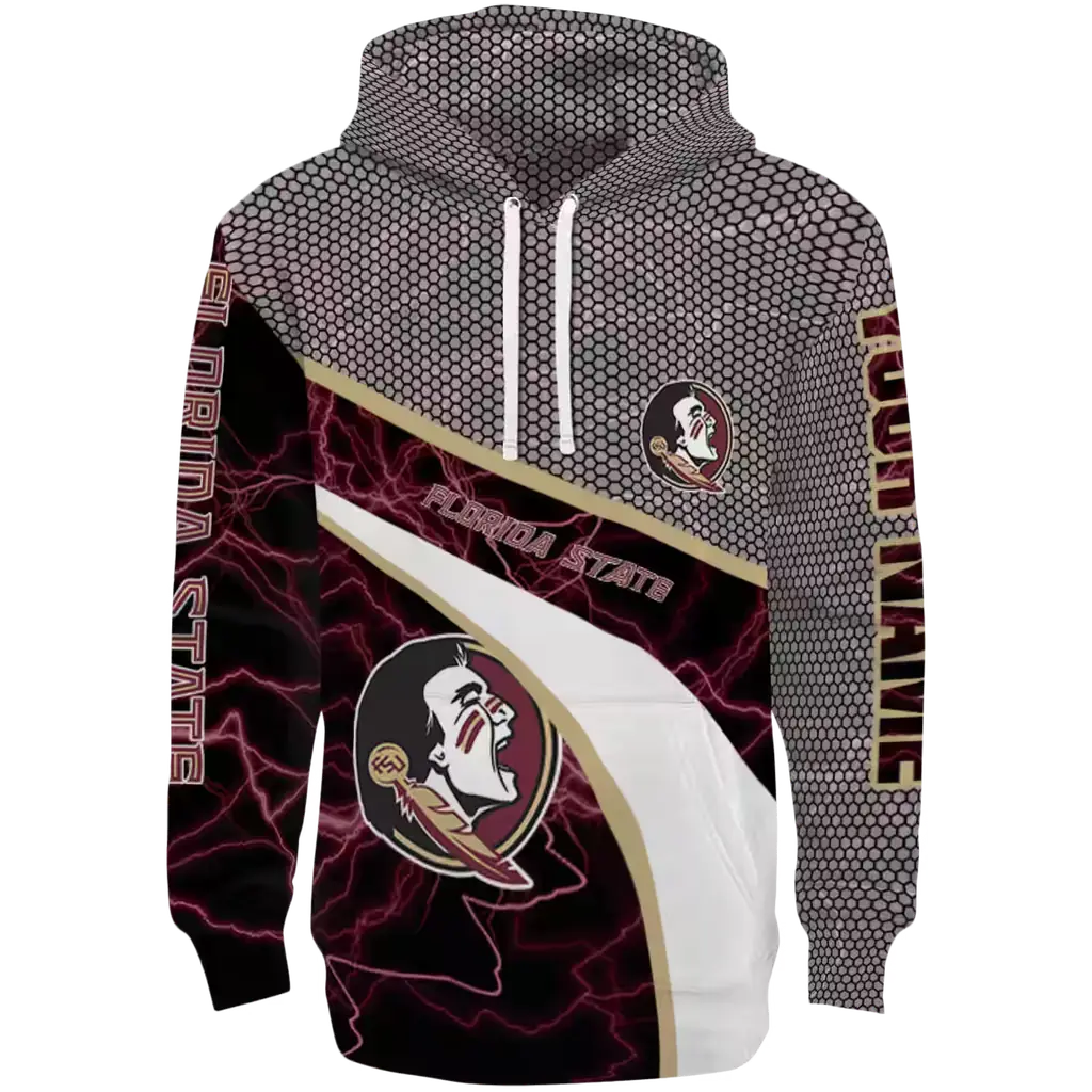 personalized florida state seminoles hexagonal mesh garnet black gray hoodie best selling personalized florida state seminoles hexagonal mesh garnet black gray hoodie best selling