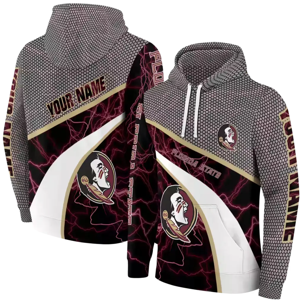 personalized florida state seminoles hexagonal mesh garnet black gray hoodie fashion forward personalized florida state seminoles hexagonal mesh garnet black gray hoodie fashion forward
