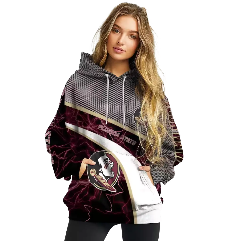 personalized florida state seminoles hexagonal mesh garnet black gray hoodie high quality personalized florida state seminoles hexagonal mesh garnet black gray hoodie high quality