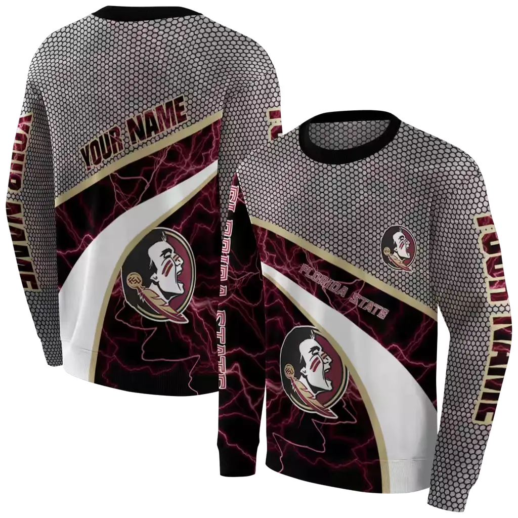 personalized florida state seminoles hexagonal mesh garnet black gray hoodie premium grade personalized florida state seminoles hexagonal mesh garnet black gray hoodie premium grade