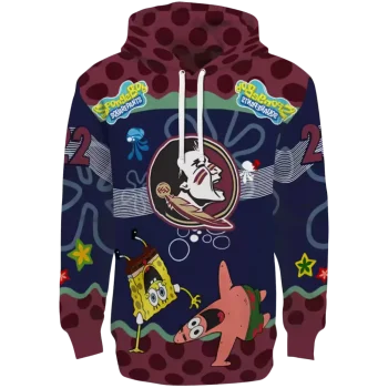personalized florida state seminoles spongebob patrick star garnet navy hoodie best selling