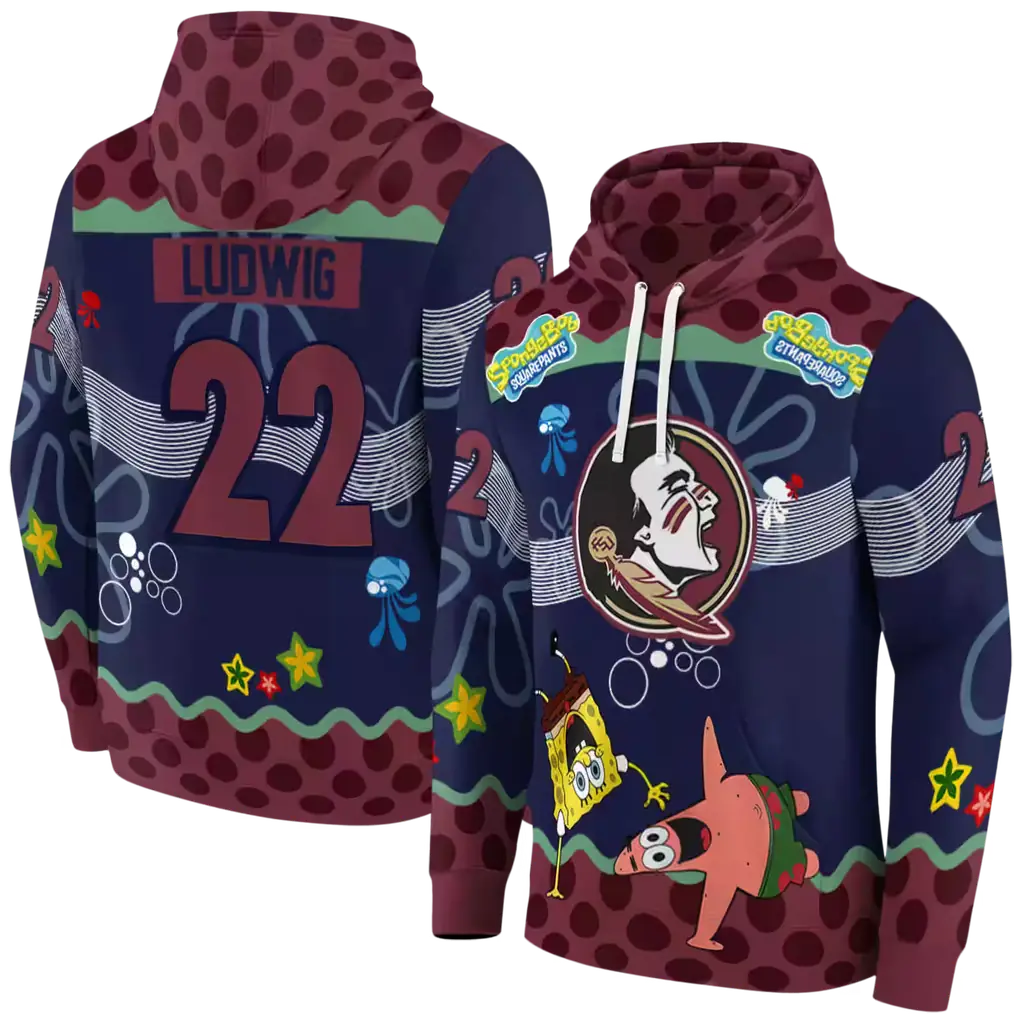 personalized florida state seminoles spongebob patrick star garnet navy hoodie fashion forward personalized florida state seminoles spongebob patrick star garnet navy hoodie fashion forward