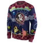 personalized florida state seminoles spongebob patrick star garnet navy hoodie best selling