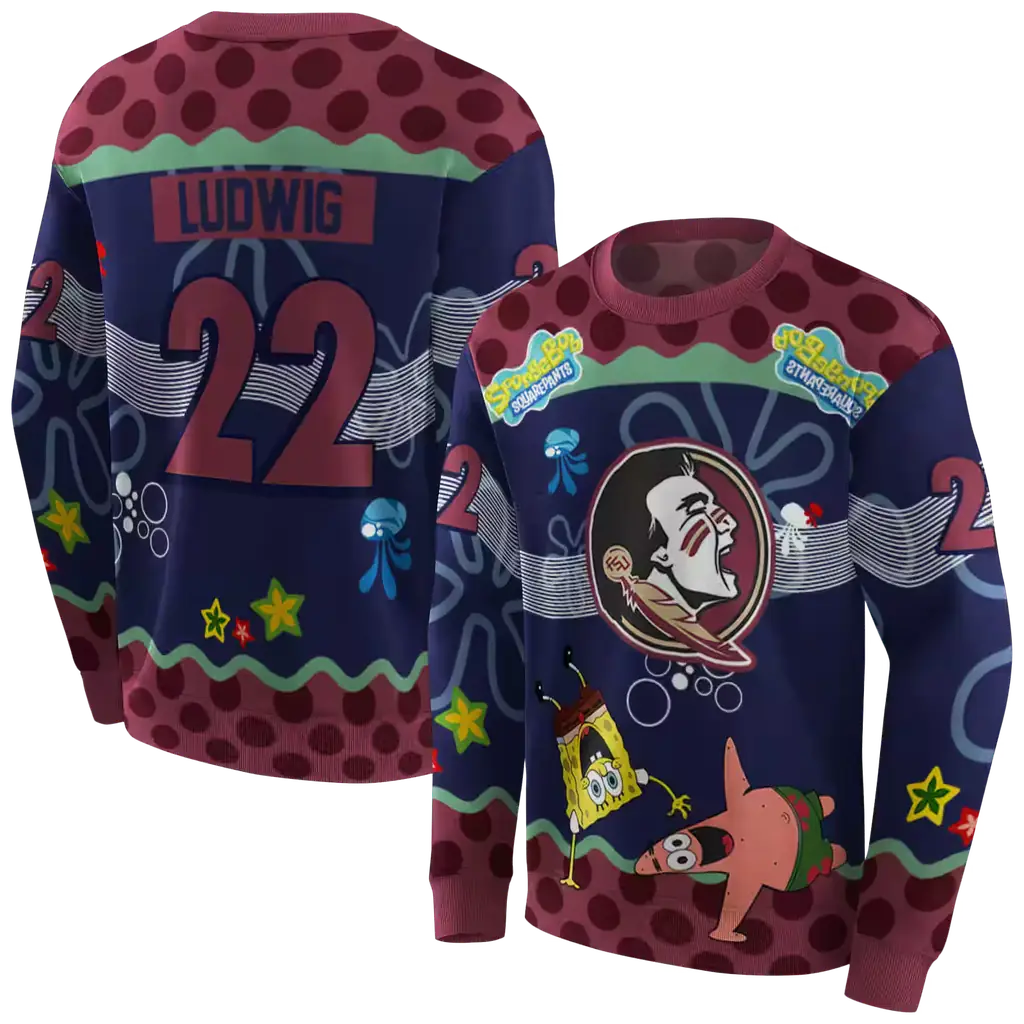 personalized florida state seminoles spongebob patrick star garnet navy hoodie premium grade personalized florida state seminoles spongebob patrick star garnet navy hoodie premium grade