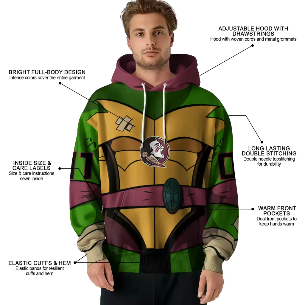 personalized florida state seminoles superhero armor garnet green hoodie latest model personalized florida state seminoles superhero armor garnet green hoodie latest model