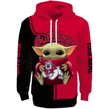 personalized fresno state bulldogs baby yoda red black hoodie best selling