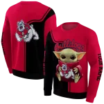 personalized fresno state bulldogs baby yoda red black hoodie best selling