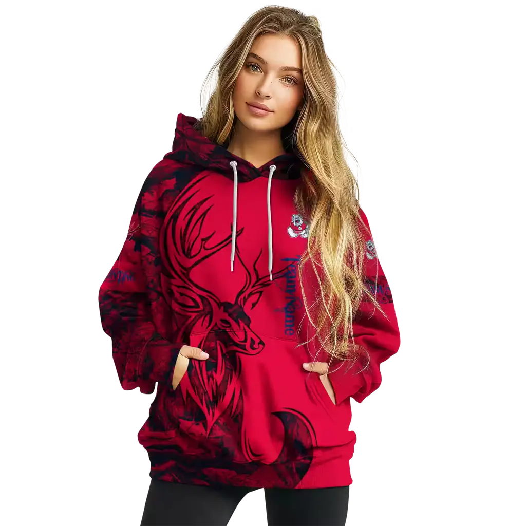 personalized fresno state bulldogs deer silhouette red hoodie high quality personalized fresno state bulldogs deer silhouette red hoodie high quality
