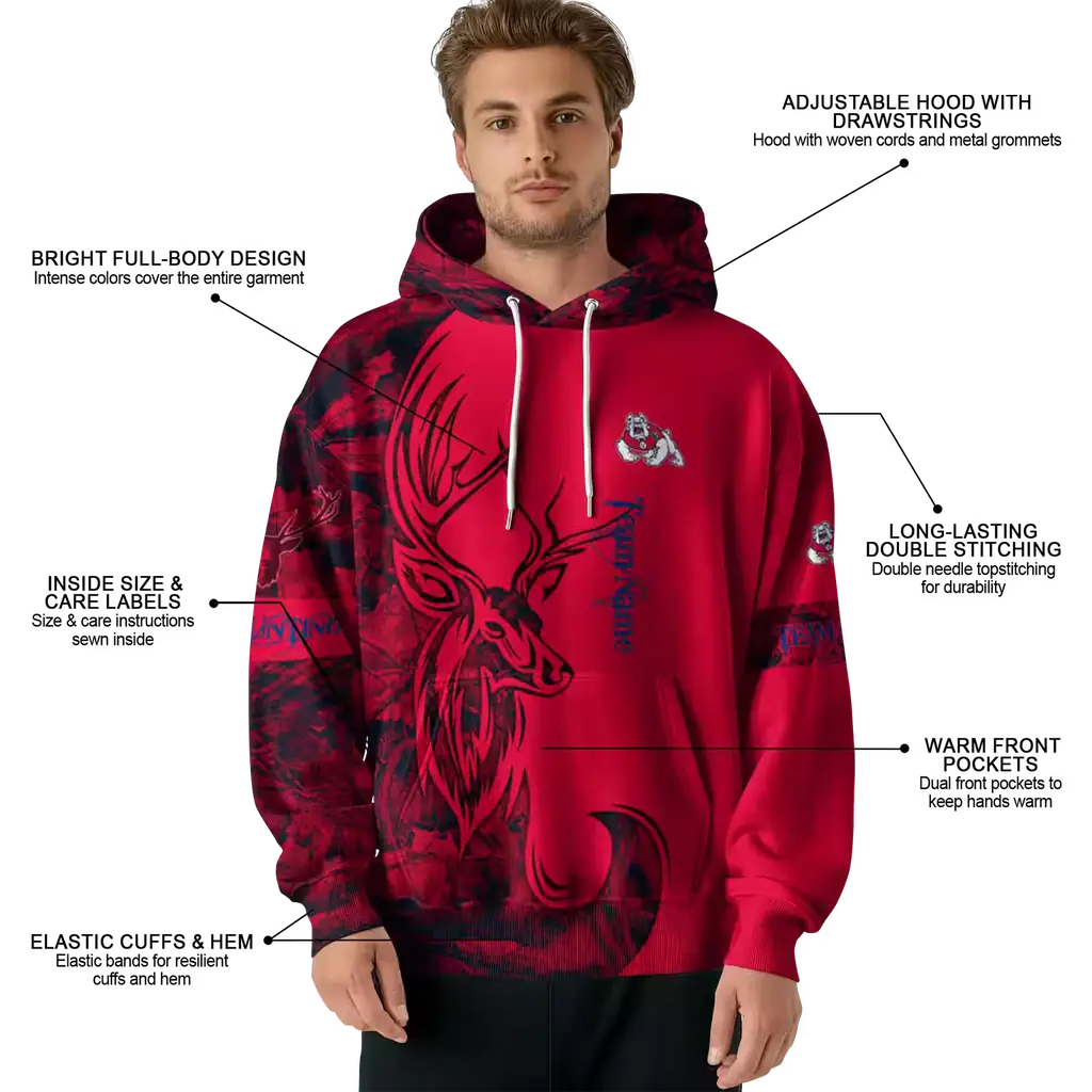 personalized fresno state bulldogs deer silhouette red hoodie latest model personalized fresno state bulldogs deer silhouette red hoodie latest model