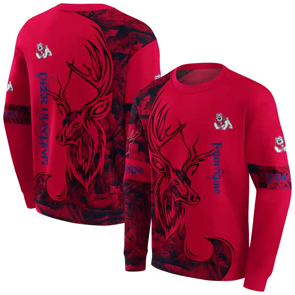 personalized fresno state bulldogs deer silhouette red hoodie premium grade personalized fresno state bulldogs deer silhouette red hoodie premium grade