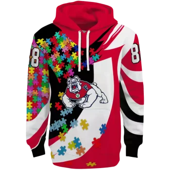 personalized fresno state bulldogs puzzle pieces red hoodie best selling