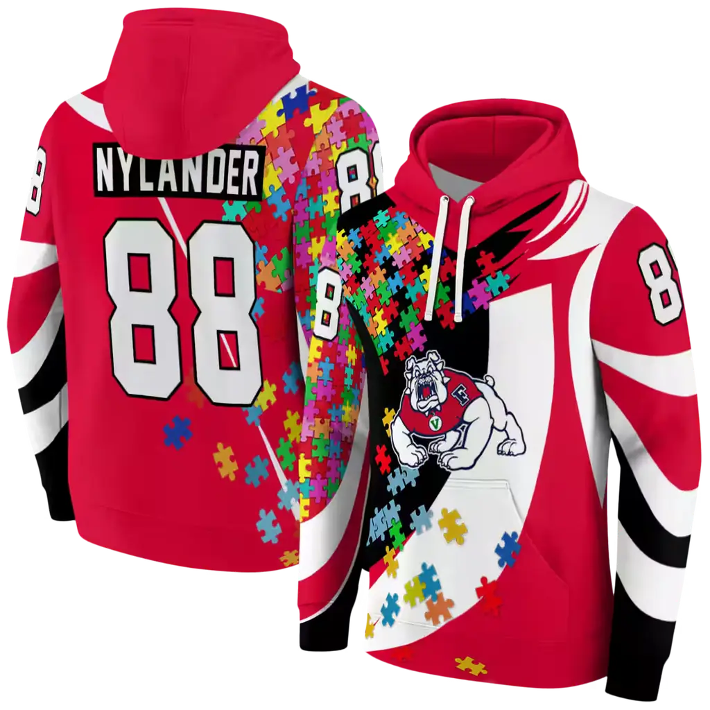 personalized fresno state bulldogs puzzle pieces red hoodie fashion forward personalized fresno state bulldogs puzzle pieces red hoodie fashion forward