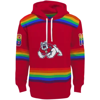 personalized fresno state bulldogs rainbow stripes red hoodie best selling