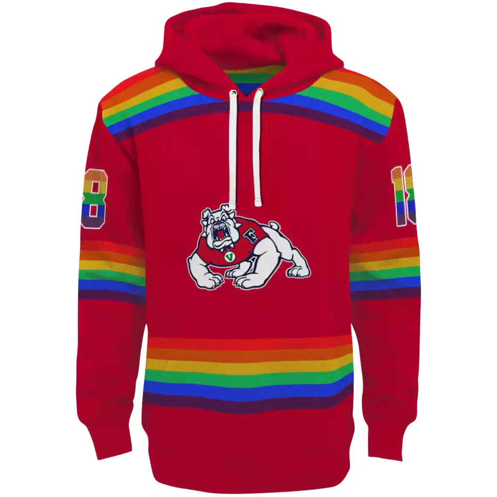 personalized fresno state bulldogs rainbow stripes red hoodie best selling personalized fresno state bulldogs rainbow stripes red hoodie best selling