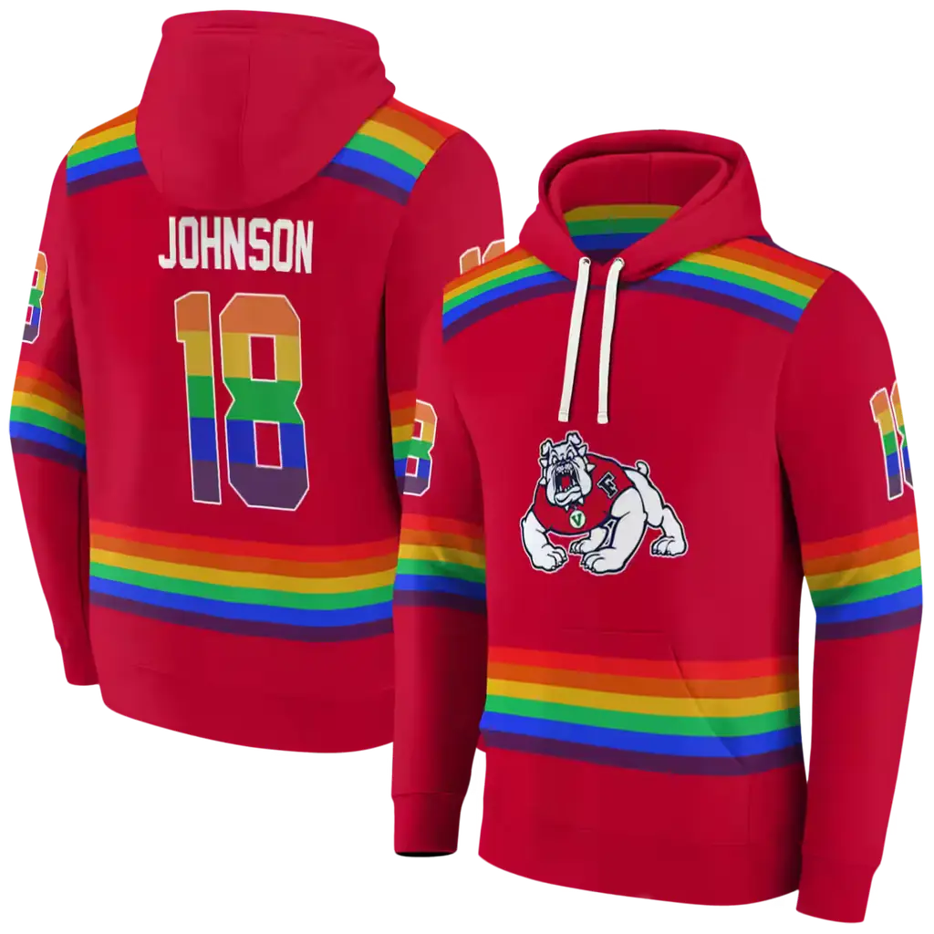 personalized fresno state bulldogs rainbow stripes red hoodie fashion forward personalized fresno state bulldogs rainbow stripes red hoodie fashion forward