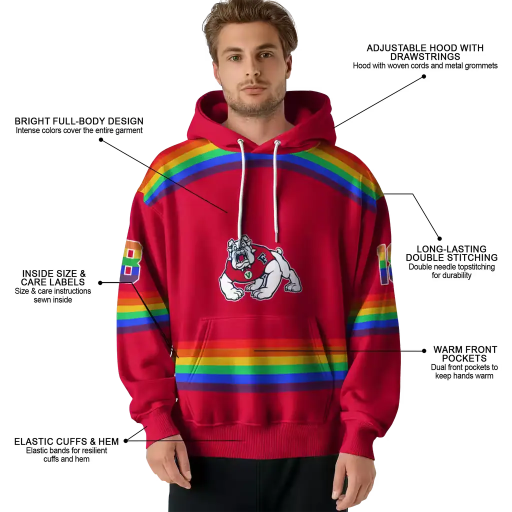 personalized fresno state bulldogs rainbow stripes red hoodie latest model personalized fresno state bulldogs rainbow stripes red hoodie latest model