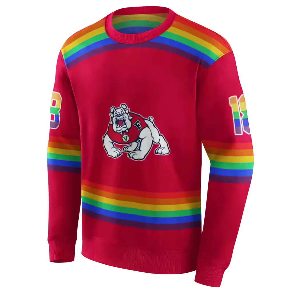 personalized fresno state bulldogs rainbow stripes red hoodie new arrival personalized fresno state bulldogs rainbow stripes red hoodie new arrival