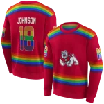 personalized fresno state bulldogs rainbow stripes red hoodie best selling