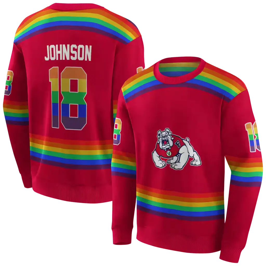 personalized fresno state bulldogs rainbow stripes red hoodie premium grade personalized fresno state bulldogs rainbow stripes red hoodie premium grade
