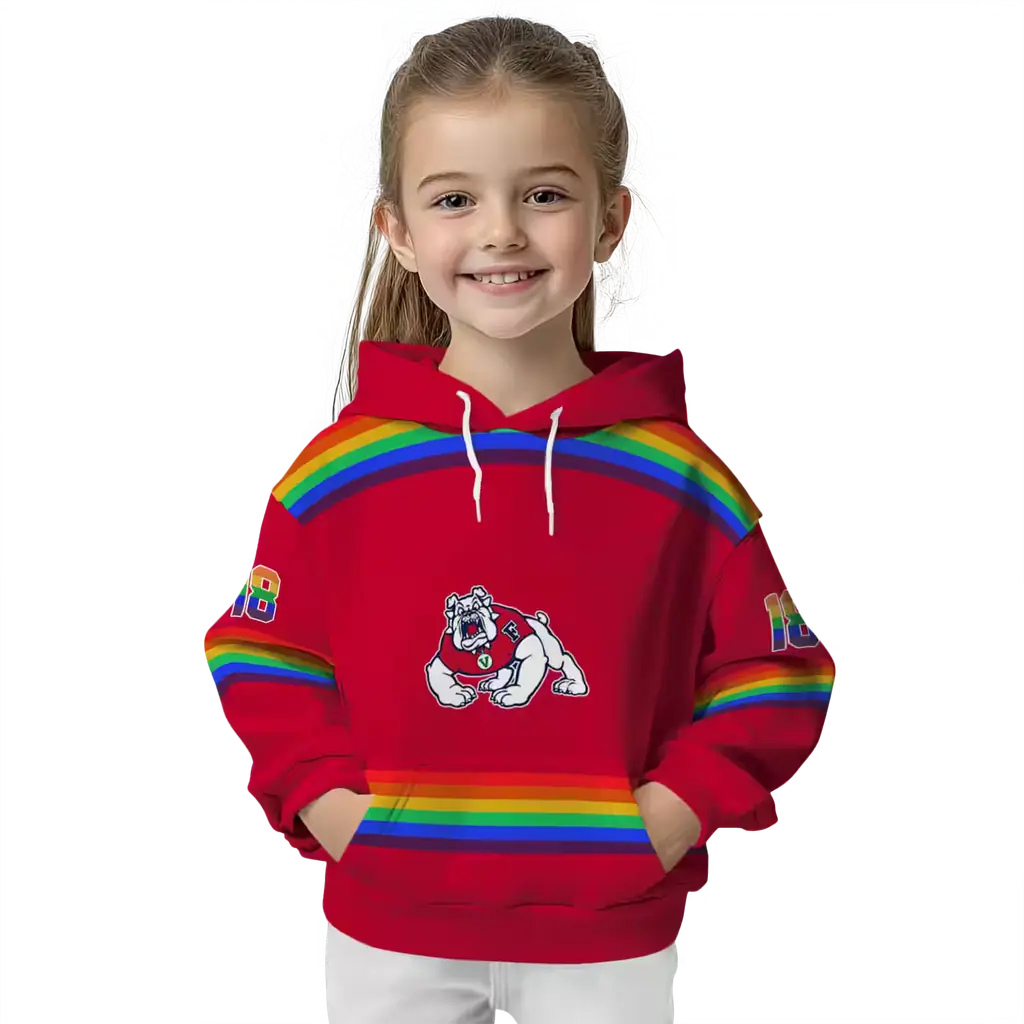 personalized fresno state bulldogs rainbow stripes red hoodie top rated personalized fresno state bulldogs rainbow stripes red hoodie top rated