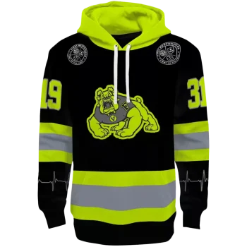 personalized fresno state bulldogs safety motif black neon green hoodie best selling
