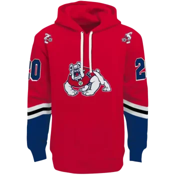 personalized fresno state bulldogs striped sleeves red hoodie best selling