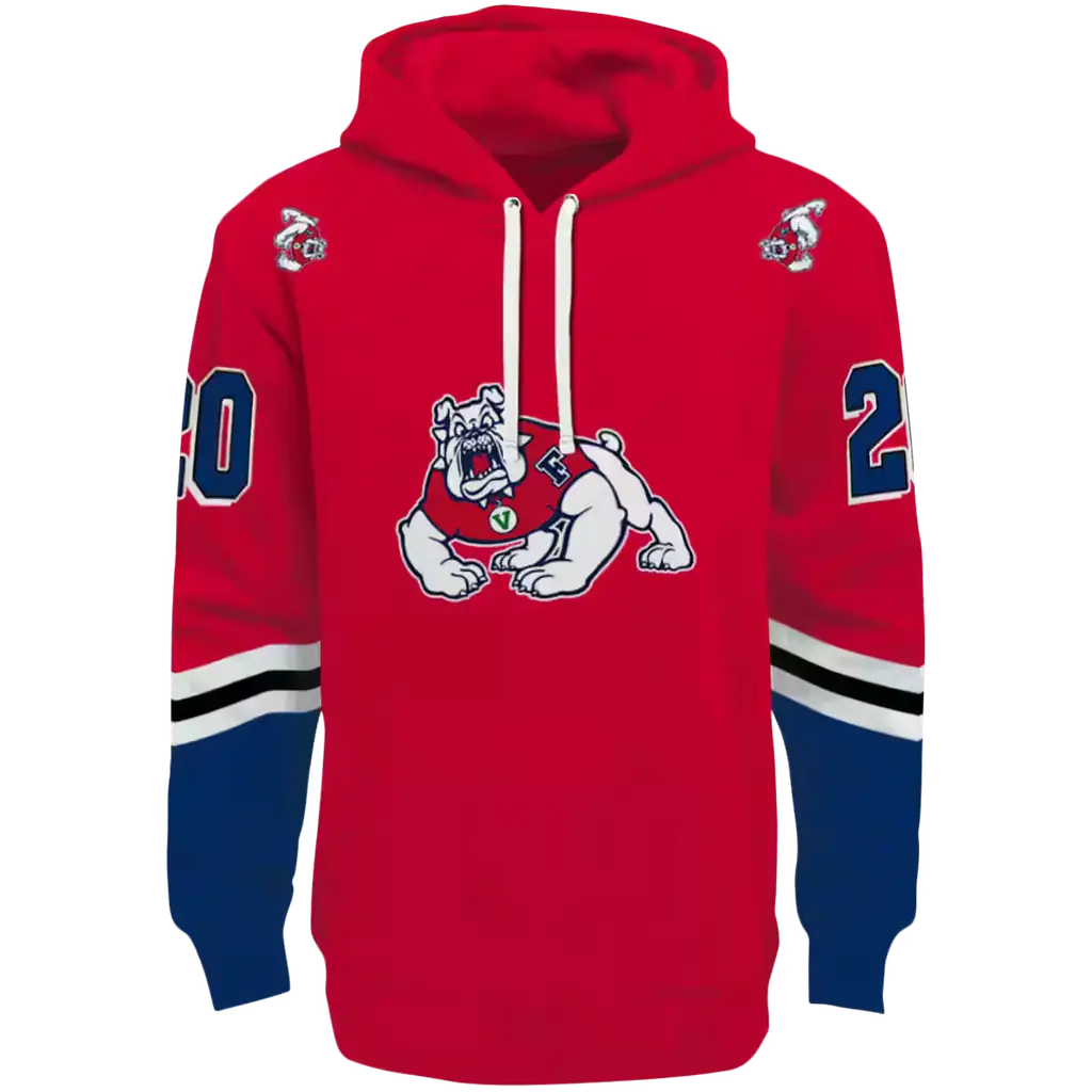 personalized fresno state bulldogs striped sleeves red hoodie best selling personalized fresno state bulldogs striped sleeves red hoodie best selling