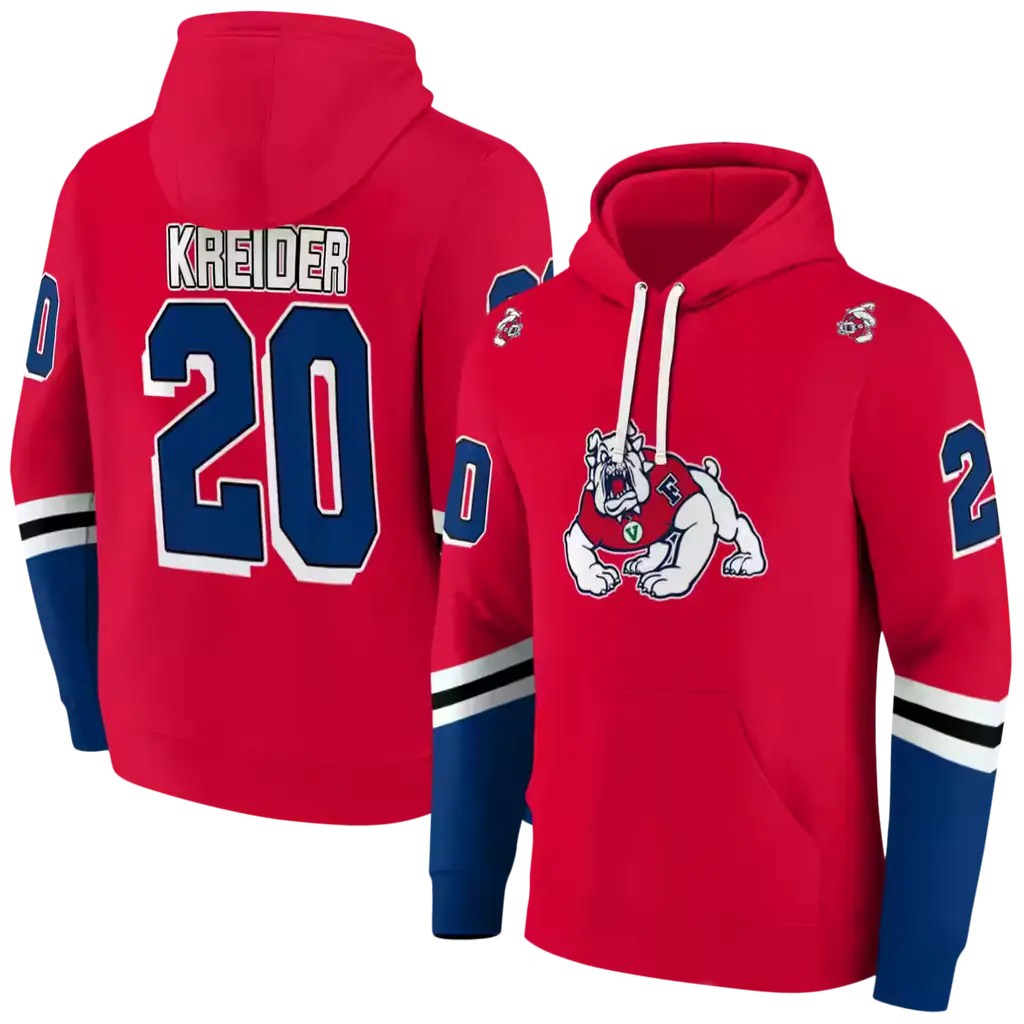 personalized fresno state bulldogs striped sleeves red hoodie fashion forward personalized fresno state bulldogs striped sleeves red hoodie fashion forward