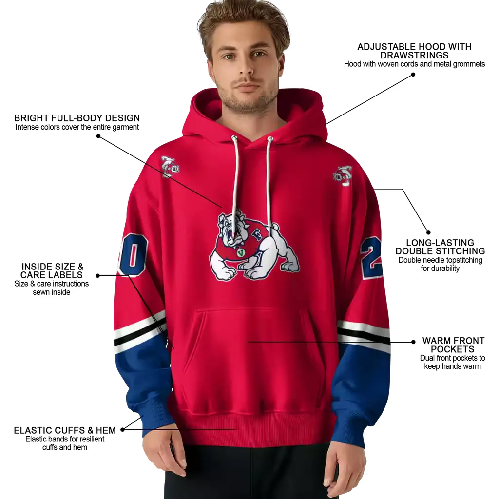 personalized fresno state bulldogs striped sleeves red hoodie latest model personalized fresno state bulldogs striped sleeves red hoodie latest model