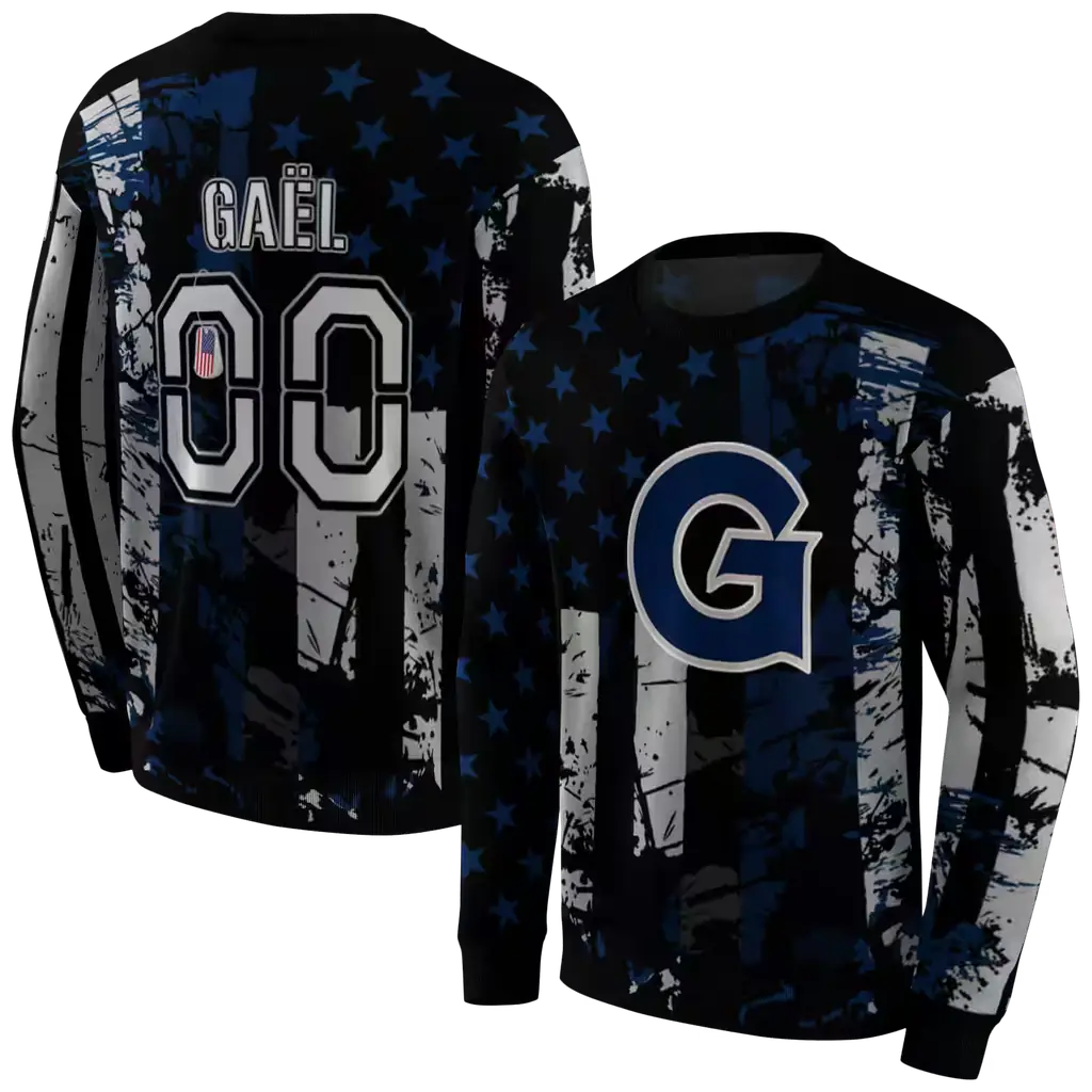 personalized georgetown hoyas distressed flag blue black hoodie premium grade personalized georgetown hoyas distressed flag blue black hoodie premium grade