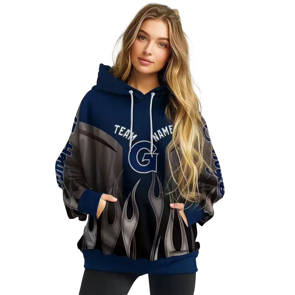 personalized georgetown hoyas flame design blue hoodie high quality personalized georgetown hoyas flame design blue hoodie high quality
