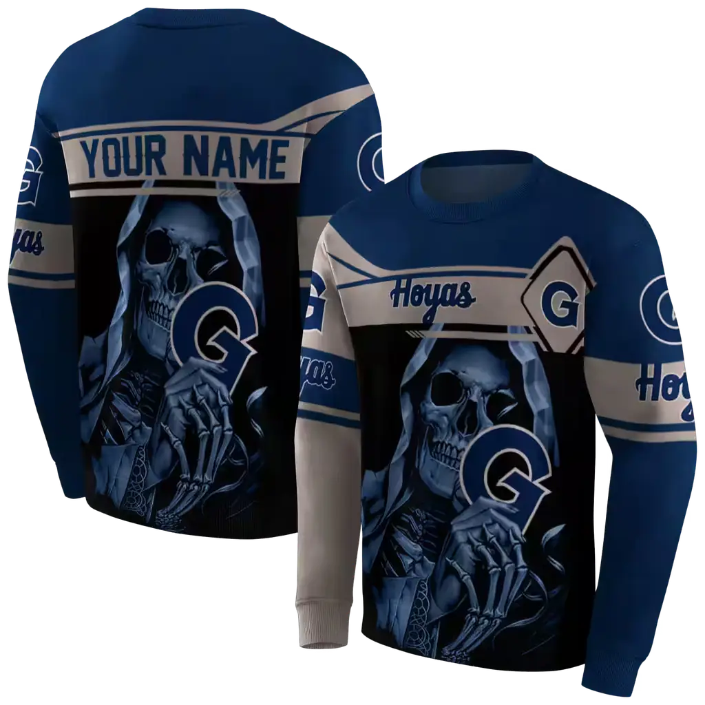 personalized georgetown hoyas grim reaper blue black hoodie premium grade personalized georgetown hoyas grim reaper blue black hoodie premium grade