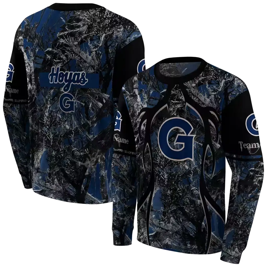 personalized georgetown hoyas hunting theme blue black hoodie premium grade personalized georgetown hoyas hunting theme blue black hoodie premium grade