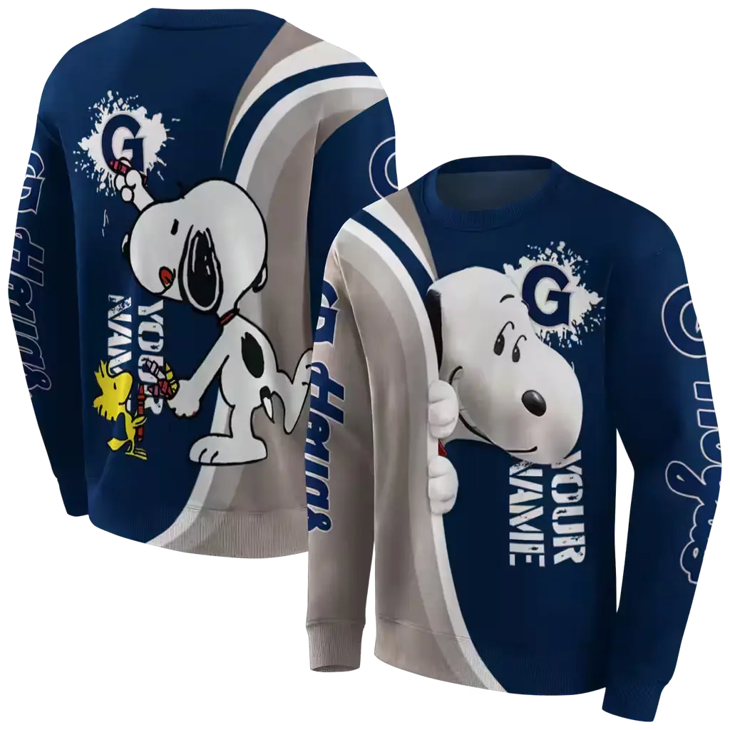 personalized georgetown hoyas peeking snoopy blue hoodie premium grade personalized georgetown hoyas peeking snoopy blue hoodie premium grade