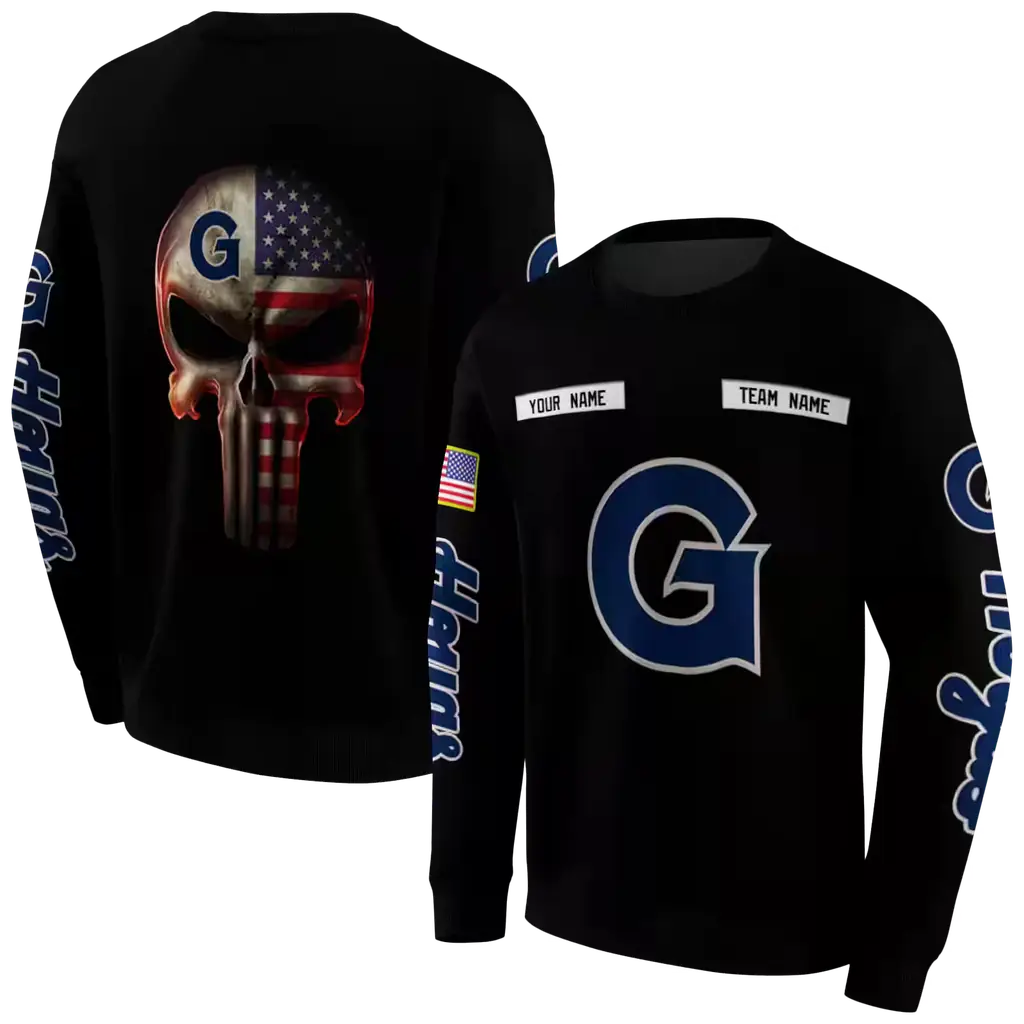 personalized georgetown hoyas punisher skull black hoodie premium grade personalized georgetown hoyas punisher skull black hoodie premium grade
