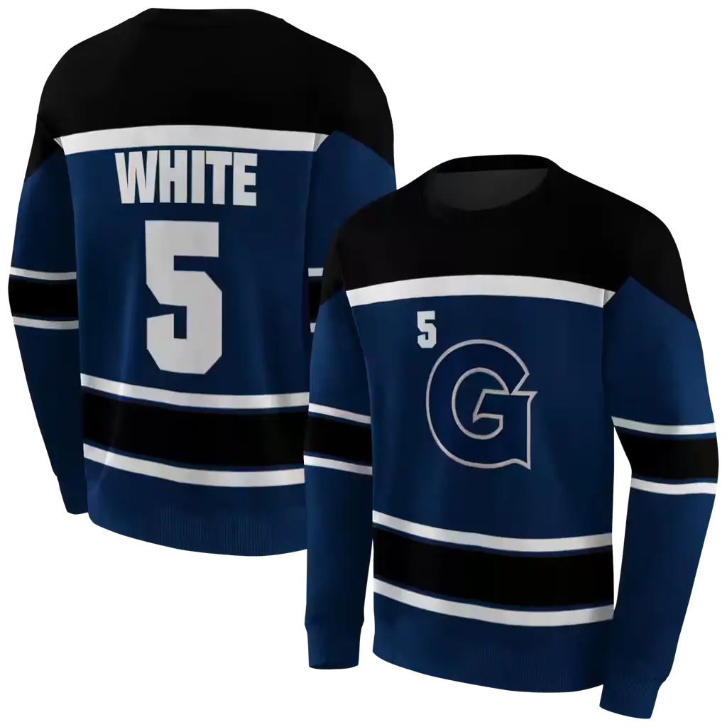 personalized georgetown hoyas striped pattern blue hoodie premium grade personalized georgetown hoyas striped pattern blue hoodie premium grade