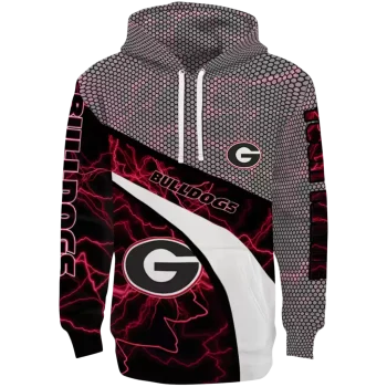 personalized georgia bulldogs hexagonal mesh red black gray hoodie best selling