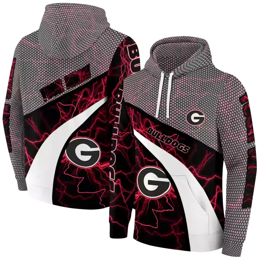 personalized georgia bulldogs hexagonal mesh red black gray hoodie fashion forward personalized georgia bulldogs hexagonal mesh red black gray hoodie fashion forward