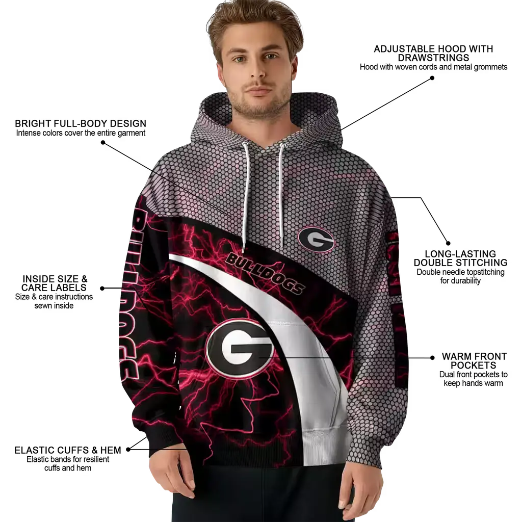 personalized georgia bulldogs hexagonal mesh red black gray hoodie latest model personalized georgia bulldogs hexagonal mesh red black gray hoodie latest model