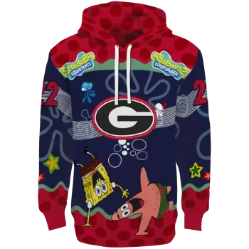 personalized georgia bulldogs spongebob patrick star red navy hoodie best selling