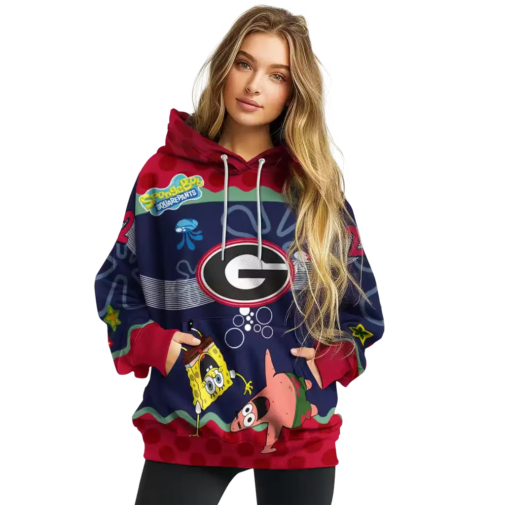 personalized georgia bulldogs spongebob patrick star red navy hoodie high quality personalized georgia bulldogs spongebob patrick star red navy hoodie high quality