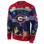 personalized georgia bulldogs spongebob patrick star red navy hoodie best selling