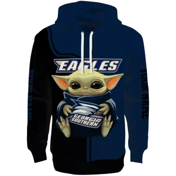 personalized georgia southern eagles baby yoda blue black hoodie best selling