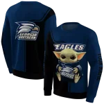 personalized georgia southern eagles baby yoda blue black hoodie best selling
