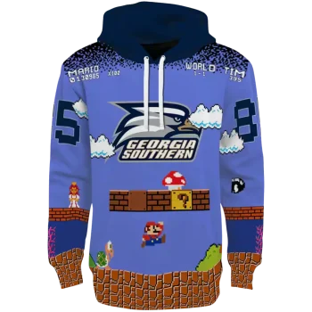 personalized georgia southern eagles mario blue black hoodie best selling